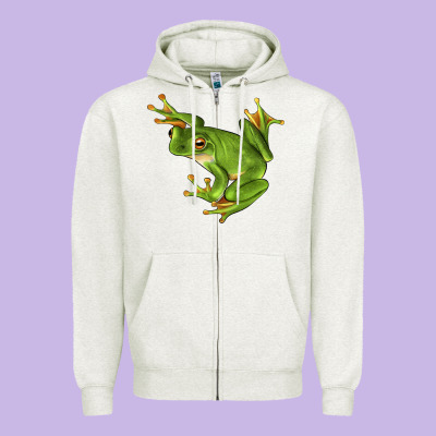 White Lipped Tree Frog Illustrations Zipper Hoodie Designed By Lillyallendesigns