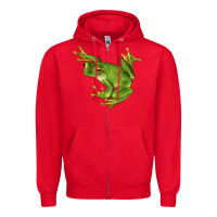 Red White Lipped Tree Frog Illustrations Zipper Hoodie - LillyAllenDesigns