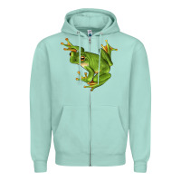 Seafoam White Lipped Tree Frog Illustrations Zipper Hoodie - LillyAllenDesigns