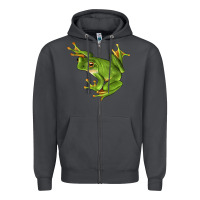 Smoke White Lipped Tree Frog Illustrations Zipper Hoodie - LillyAllenDesigns