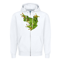 White White Lipped Tree Frog Illustrations Zipper Hoodie - LillyAllenDesigns