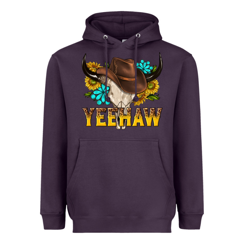 Yeehaw Bull Skull Heavyweight Hoodie by NancyCooperArtShop | Teevron