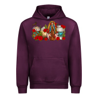 Mauve Wine Lady of Guadalupe Coffee Cups Urban Hoodie - texasbilliewilder