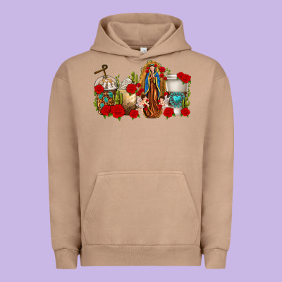 Lady Of Guadalupe Coffee Cups Urban Hoodie Designed By Texasbilliewilder