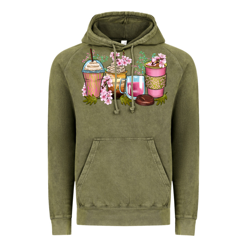 Flowers Coffee Cups Vintage Hoodie by Zillion Design Studio | Teevron