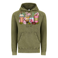 Vintage Olive flowers coffee cups Vintage Hoodie - Zillion Design Studio
