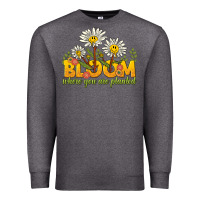 Charcoal Heather bloom where you are planted Premium Sweatshirt - NancyCooperArtShop