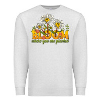 Oatmeal Heather bloom where you are planted Premium Sweatshirt - NancyCooperArtShop
