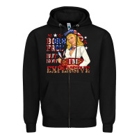 Black born free but now im expensive Zipper Hoodie - NancyCooperArtShop