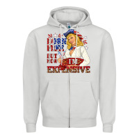 Dove Grey born free but now im expensive Zipper Hoodie - NancyCooperArtShop