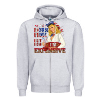 Heather Grey born free but now im expensive Zipper Hoodie - NancyCooperArtShop
