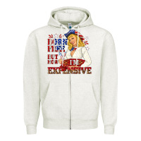 Oatmeal Heather born free but now im expensive Zipper Hoodie - NancyCooperArtShop