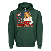 Sports Green born free but now im expensive Zipper Hoodie - NancyCooperArtShop