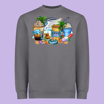 Cruise Life Coffee Cups Heavyweight Sweatshirt Designed By Zillion Design Studio