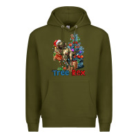 Army Green Tree Rex T-Rex Premium Hoodie - LillyAllenDesigns