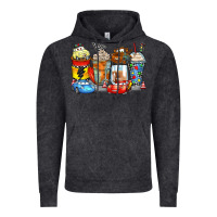 Vintage Black cartoon characters coffee cups Vintage Hoodie - Zillion Design Studio