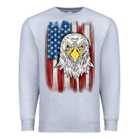 Heather Grey American flag eagle Premium Sweatshirt - MaliasSmallBusiness