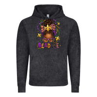 Bead Me Mardi Gras Afro Messy Bun Vintage Hoodie | Teevron