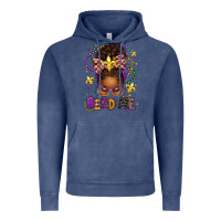 Vintage Denim bead me mardi gras afro messy bun Vintage Hoodie - texasbilliewilder