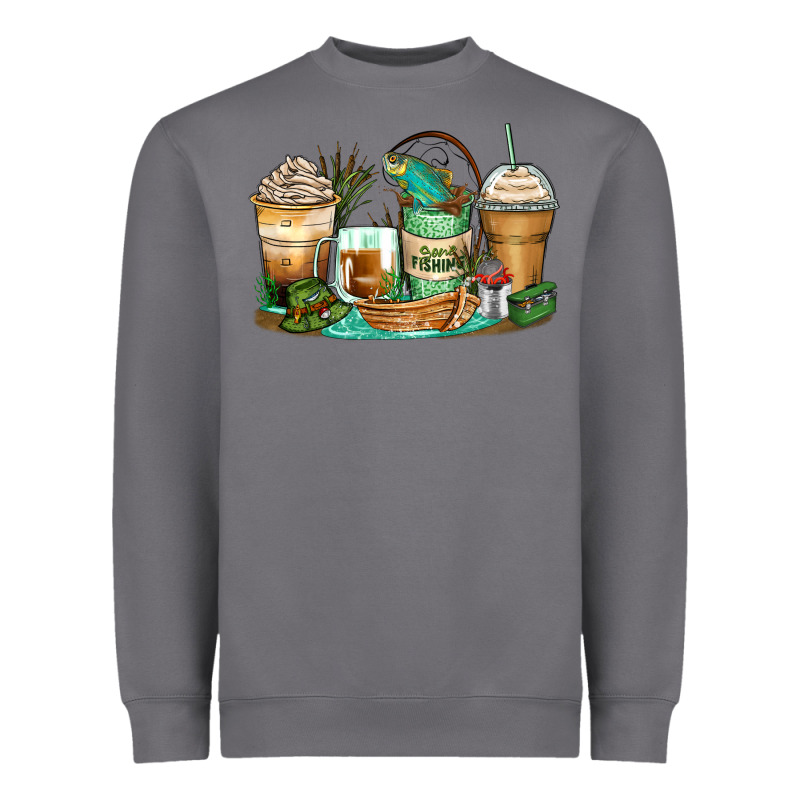 Fishing Coffee Cups Heavyweight Sweatshirt by Zillion Design Studio | Teevron