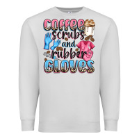 Dove Grey coffee scrubs and rubber gloves Premium Sweatshirt - NancyCooperArtShop