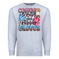 Heather Grey coffee scrubs and rubber gloves Premium Sweatshirt - NancyCooperArtShop