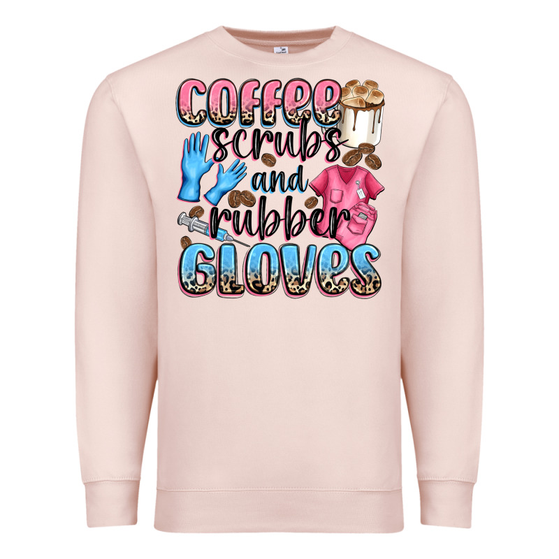 Coffee Scrubs And Rubber Gloves Premium Sweatshirt by NancyCooperArtShop | Teevron