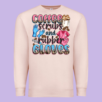 Coffee Scrubs And Rubber Gloves Premium Sweatshirt Designed By Nancycooperartshop