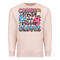 Pale Pink coffee scrubs and rubber gloves Premium Sweatshirt - NancyCooperArtShop