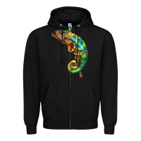 Black Chameleon Lizard Illustrations Zipper Hoodie - LillyAllenDesigns