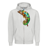 Dove Grey Chameleon Lizard Illustrations Zipper Hoodie - LillyAllenDesigns