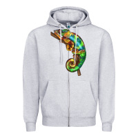 Heather Grey Chameleon Lizard Illustrations Zipper Hoodie - LillyAllenDesigns