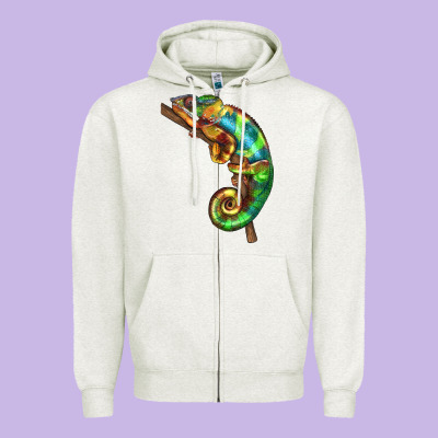 Chameleon Lizard Illustrations Zipper Hoodie Designed By Lillyallendesigns