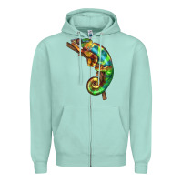 Seafoam Chameleon Lizard Illustrations Zipper Hoodie - LillyAllenDesigns