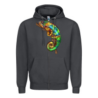 Smoke Chameleon Lizard Illustrations Zipper Hoodie - LillyAllenDesigns