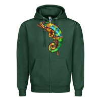 Sports Green Chameleon Lizard Illustrations Zipper Hoodie - LillyAllenDesigns