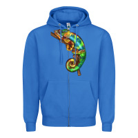 True Royal Chameleon Lizard Illustrations Zipper Hoodie - LillyAllenDesigns