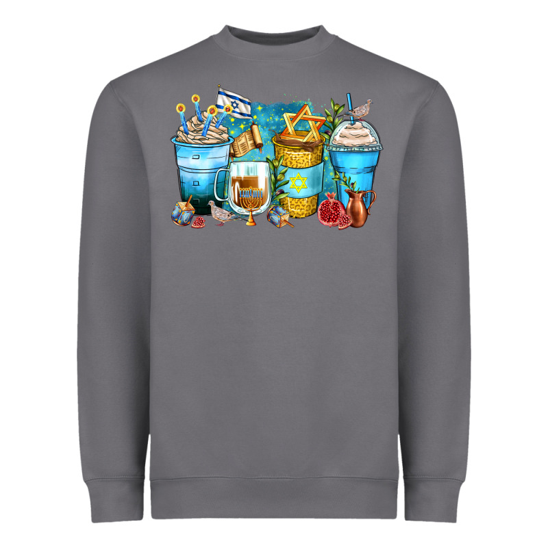 Hanukkah Coffee Cups Heavyweight Sweatshirt by Zillion Design Studio | Teevron