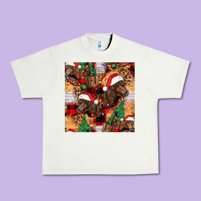 Christmas Horse Leopard Tartan Urban Heavy Tee Designed By Fadigitalartstudio