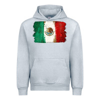 Heather Grey Mexican Flag Urban Hoodie - texasbilliewilder