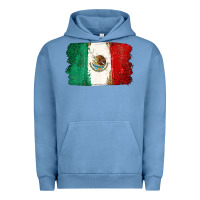 Pigment Pebble Blue Mexican Flag Urban Hoodie - texasbilliewilder