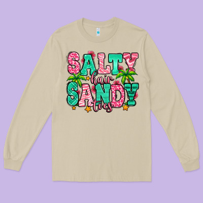 Salty Hair Sandy Toes Long Sleeve Tee Designed By Jasminsmagicworld