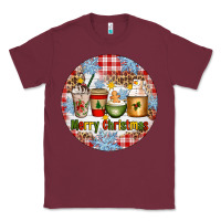 Burgundy Merry Christmas Coffee Cups Classic Tee - Artiststas