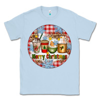 Dusty Blue Merry Christmas Coffee Cups Classic Tee - Artiststas