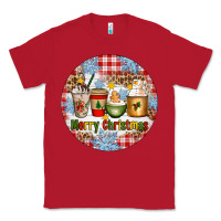 Red Merry Christmas Coffee Cups Classic Tee - Artiststas