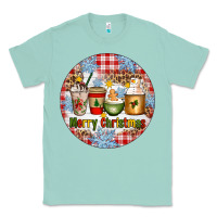 Seafoam Merry Christmas Coffee Cups Classic Tee - Artiststas