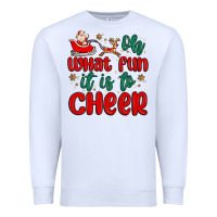 White oh what fun it is to cheer Premium Sweatshirt - MaliasSmallBusiness