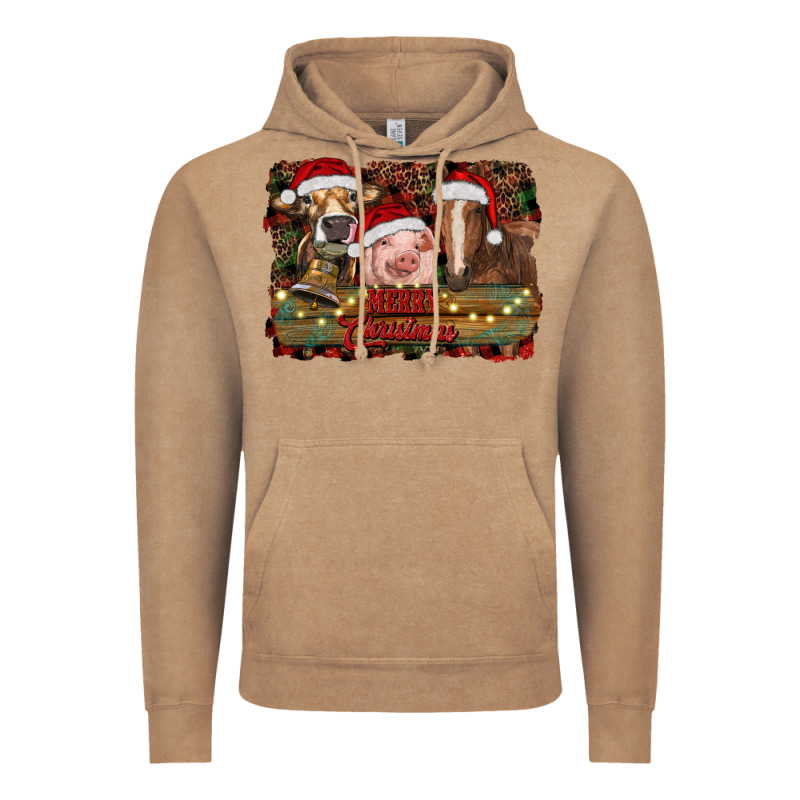 Merry Christmas Farm Animals Vintage Hoodie by RanaPortraitStore | Teevron