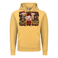 Vintage Mustard merry christmas farm animals Vintage Hoodie - RanaPortraitStore