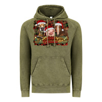 Vintage Olive merry christmas farm animals Vintage Hoodie - RanaPortraitStore